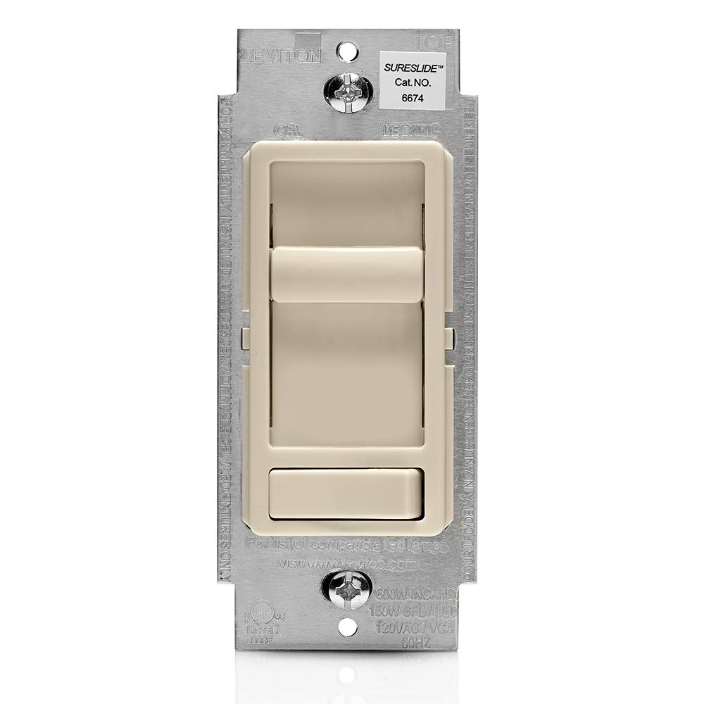 Leviton SureSlide Dimmer Switch for Dimmable LEDs, Halogens, and Incandescents, Ideal for Living Room, Easy Dimming, 667