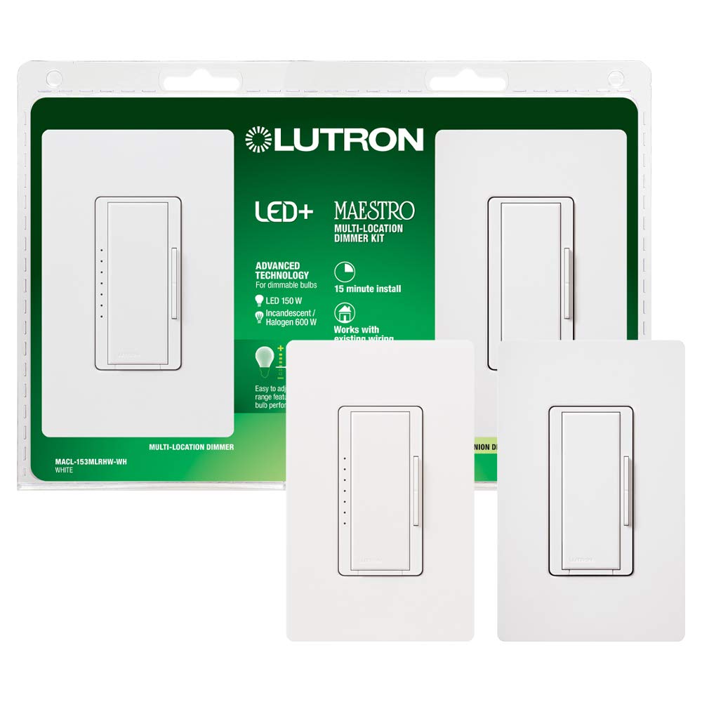 Lutron Maestro LED+ Dimmer Switch Kit for Residential Lighting
| Lutron Maestro 150W 3-Way Dimmer Switch for Bright Lig