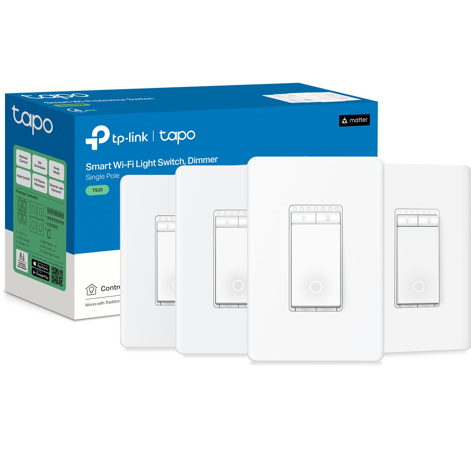 TP-Link Tapo Matter Smart Dimmer Switch for Home Automation, Alexa Compatible, Ideal for Living Room & Kitchen, Easy Ins