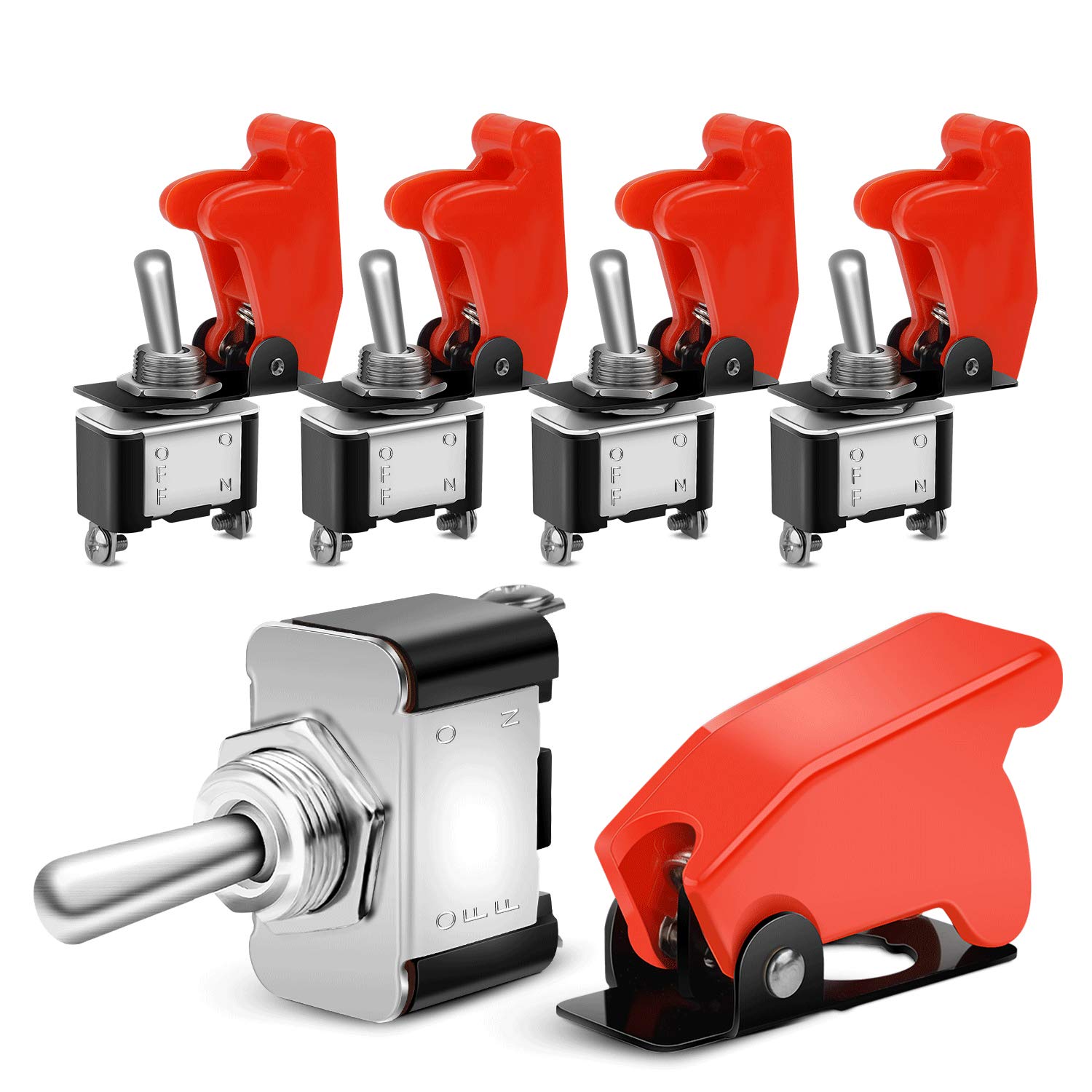 Nilight Heavy Duty Rocker Toggle Switch 12V 20A Red Cover SPST ON/Off Car Truck Boat 5 Pack
Nilight 90014E Rocker Togg
