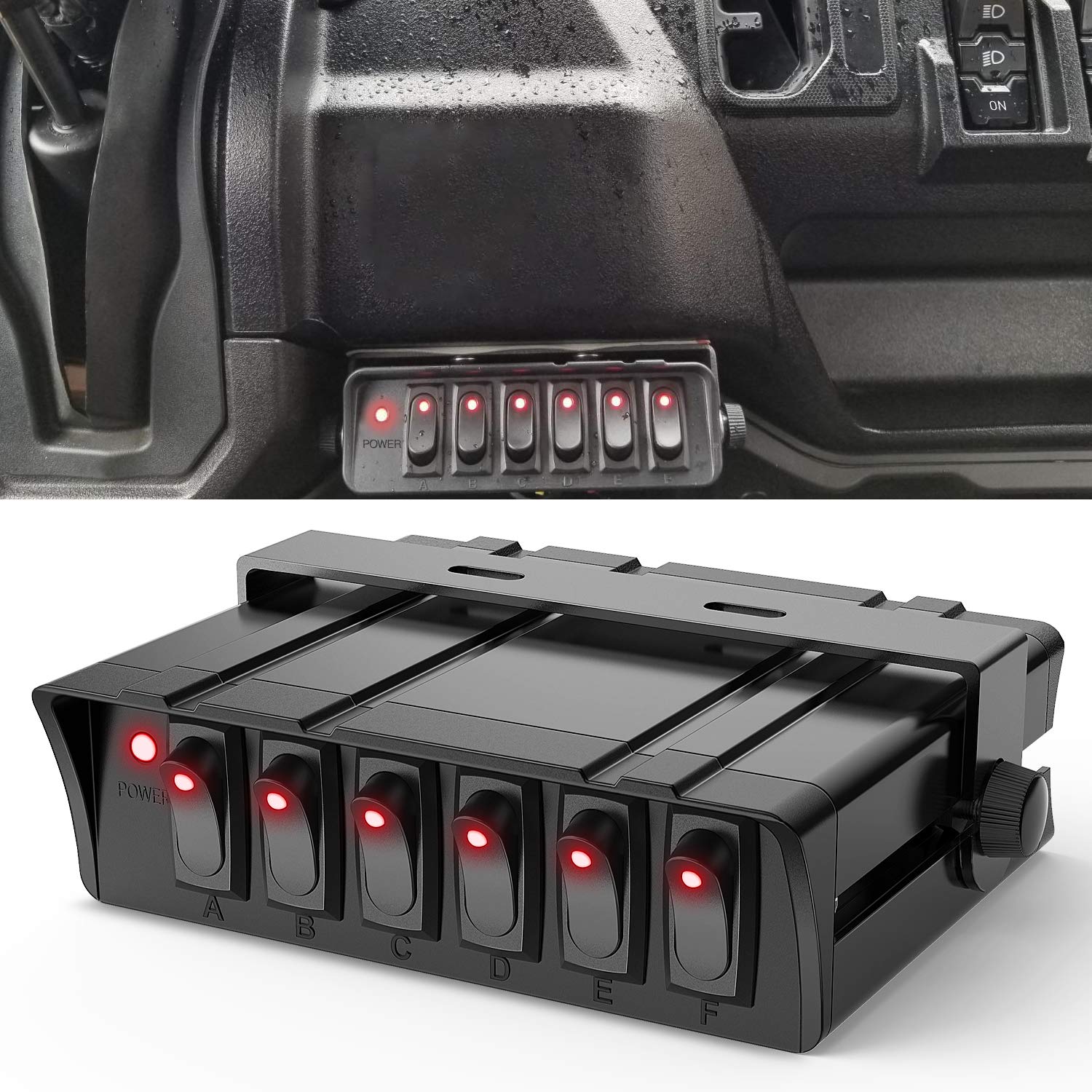 Nilight 6 Gang Rocker Switch Box 12V 24V 20A Switch Panel for Cars RVs SUVs Vehicles