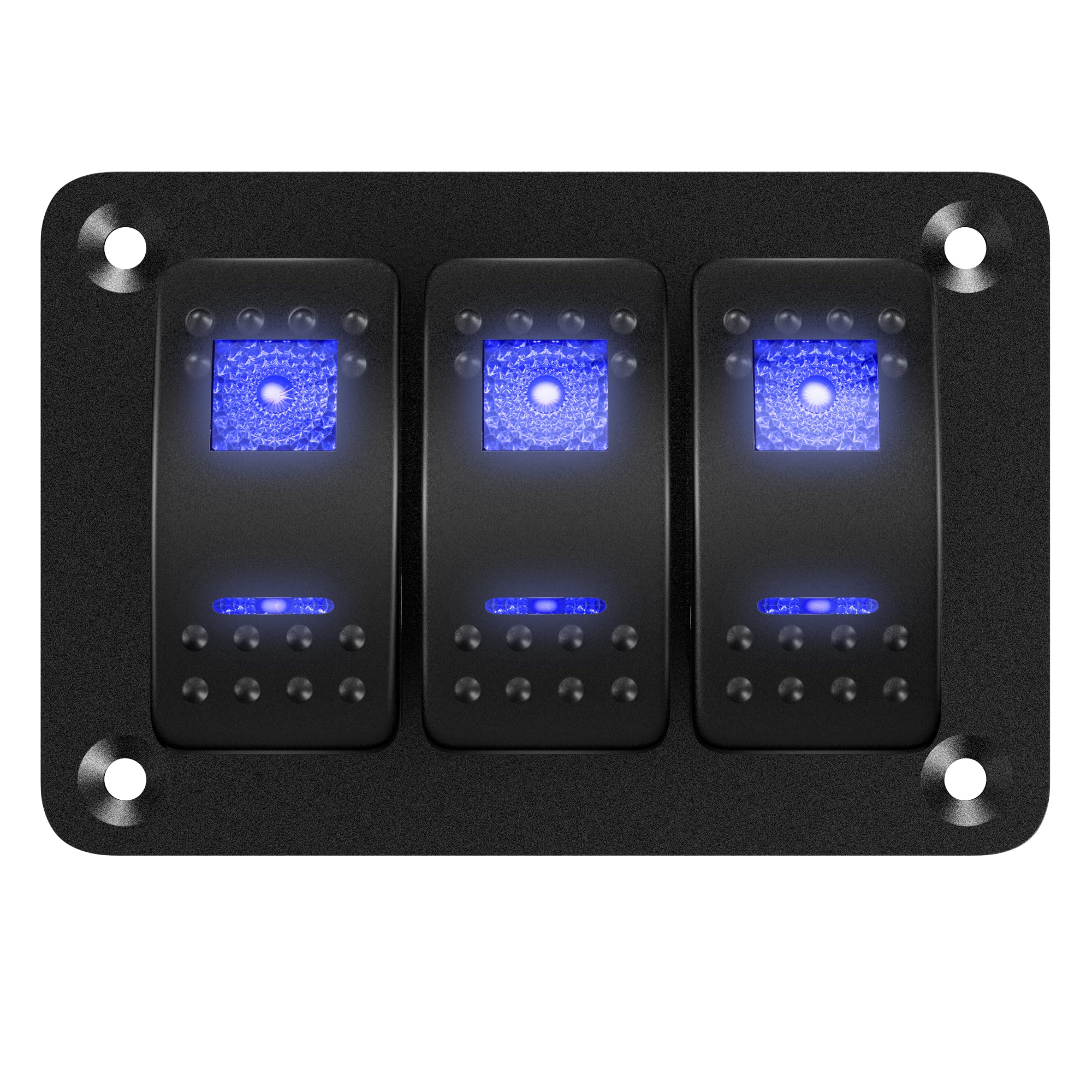 DaierTek Marine Waterproof 12V Rocker Switch Panel for Car Boat RV
| DaierTek 3 Gang Rocker Switch Panel with Blue LED